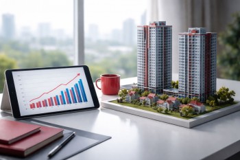 Visual analisis luas bangunan terhadap harga pada tren 10 tahun properti Bekasi–Karawang