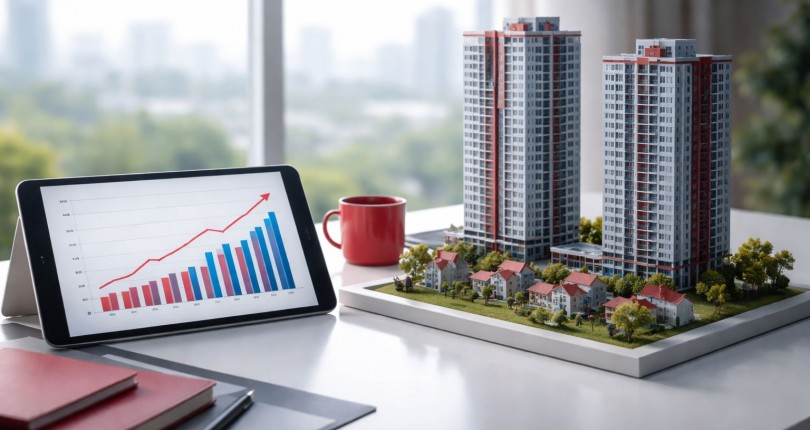 Tren Luas Bangunan terhadap Harga di Bekasi–Karawang (10 Tahun)