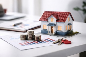 Ilustrasi minimalis selisih harga rumah bekas dibanding rumah baru berdasarkan median di enam kabupaten/kota