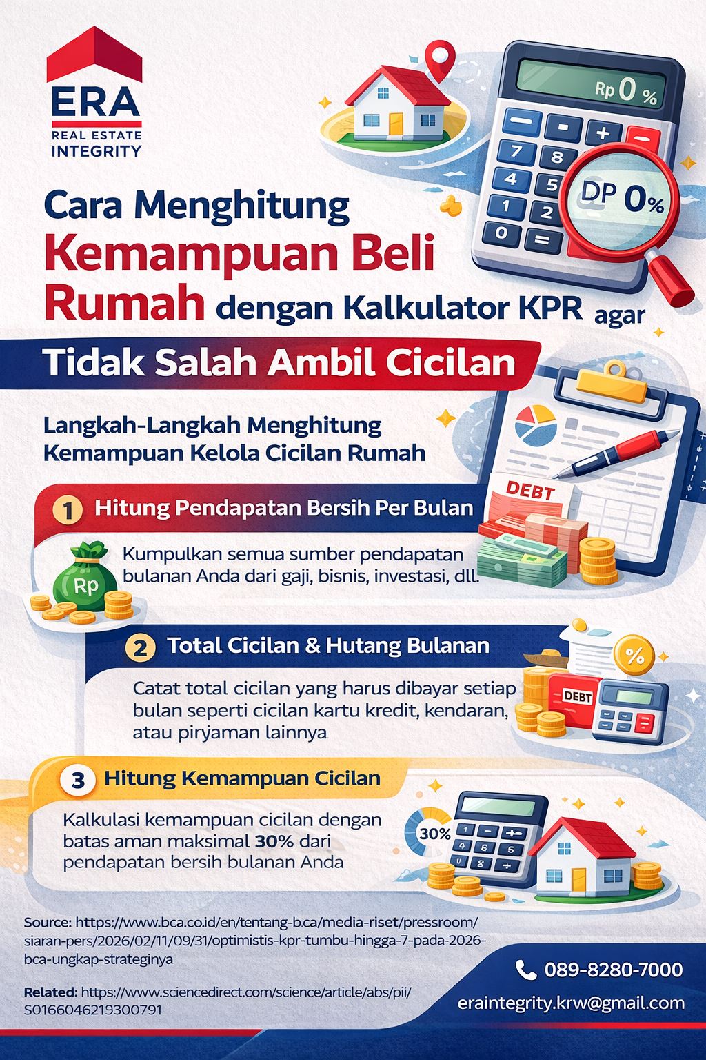 Infografis cara menghitung kemampuan beli rumah dengan kalkulator KPR untuk menentukan cicilan rumah yang aman