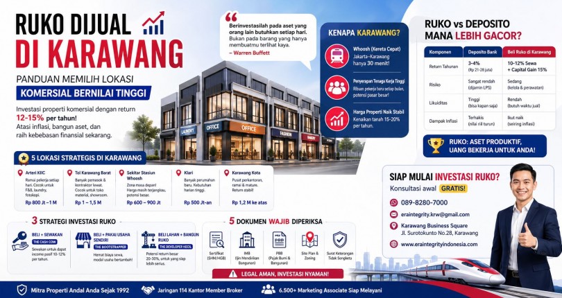 Ruko Dijual di Karawang: Panduan Memilih Lokasi Komersial Bernilai Tinggi