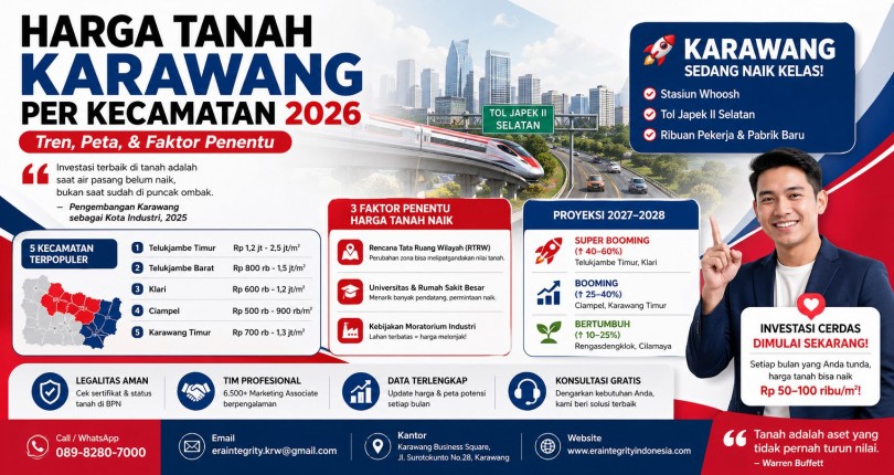 Harga Tanah Karawang per Kecamatan 2026: Tren, Peta, & Faktor Penentu